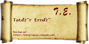 Tatár Ernő névjegykártya