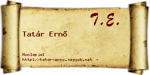 Tatár Ernő névjegykártya